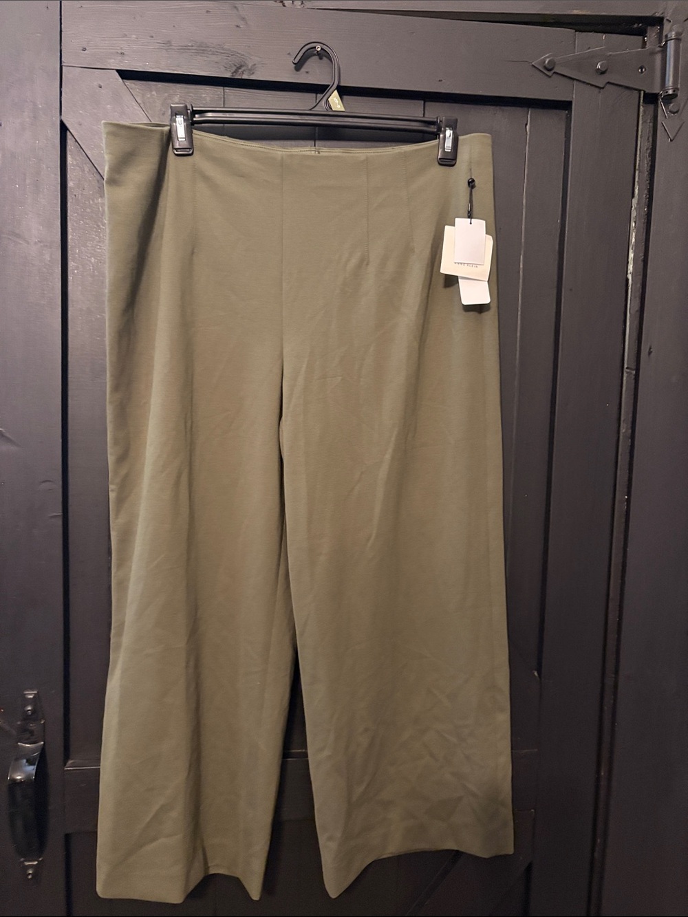 Anne Klein Olive Wide-Leg Pull-On Pants